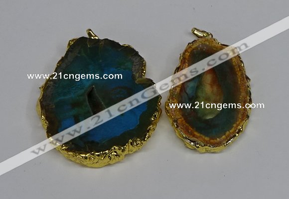 NGP3486 40*50mm - 50*65mm freeform druzy agate gemstone pendants