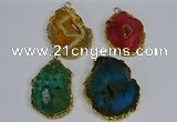 NGP3489 40*50mm - 50*65mm freeform druzy agate gemstone pendants