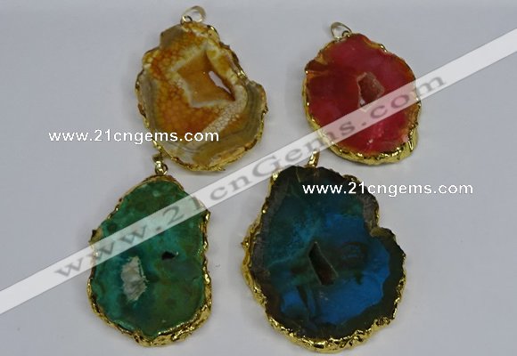 NGP3489 40*50mm - 50*65mm freeform druzy agate gemstone pendants