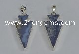 NGP3491 15*30mm - 18*40mm arrowhead blue lace agate pendants