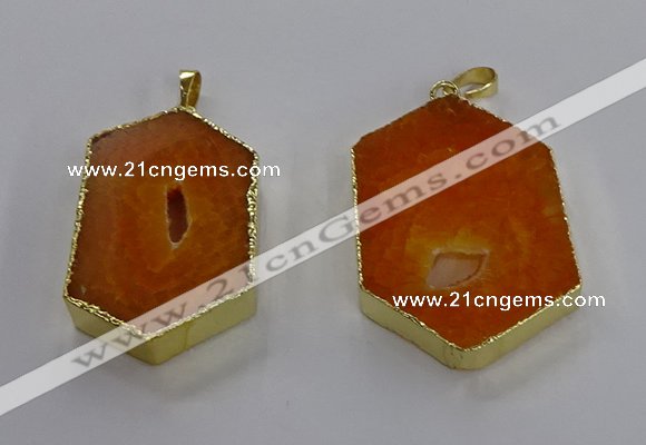 NGP3494 25*40mm - 30*45mm hexagon druzy agate pendants