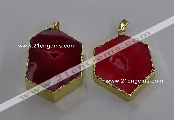 NGP3496 25*40mm - 30*45mm hexagon druzy agate pendants