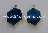 NGP3497 25*40mm - 30*45mm hexagon druzy agate pendants