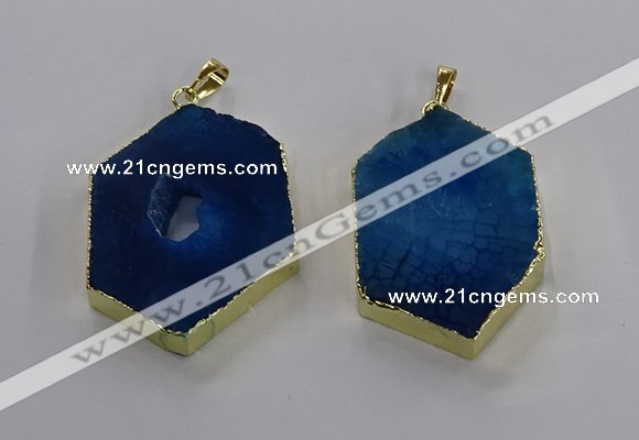 NGP3497 25*40mm - 30*45mm hexagon druzy agate pendants