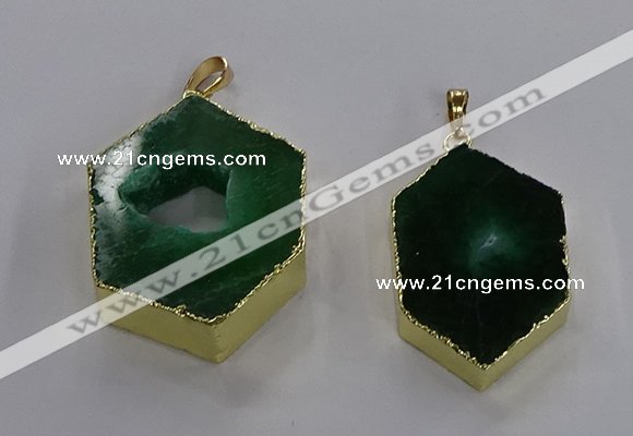 NGP3498 25*40mm - 30*45mm hexagon druzy agate pendants