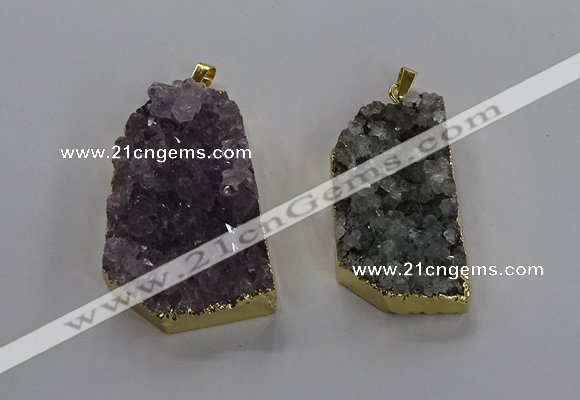 NGP3506 22*40mm - 30*45mm freeform druzy amethyst pendants