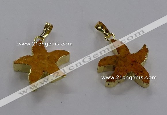 NGP3510 24*25mm starfish fossil coral pendants wholesale