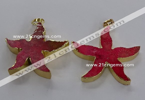 NGP3523 48*50mm starfish fossil coral pendants wholesale