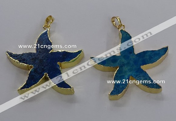 NGP3524 48*50mm starfish fossil coral pendants wholesale