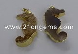 NGP3530 22*58mm - 25*55mm seahorse agate gemstone pendants