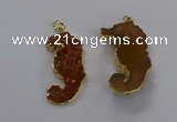 NGP3531 22*58mm - 25*55mm seahorse agate gemstone pendants