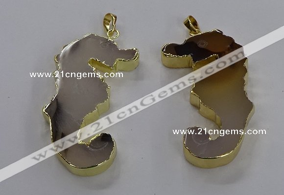 NGP3540 22*58mm - 25*55mm seahorse agate pendants wholesale