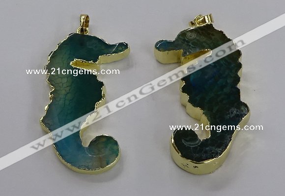 NGP3544 22*58mm - 25*55mm seahorse agate pendants wholesale