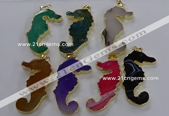 NGP3548 22*58mm - 25*55mm seahorse agate pendants wholesale