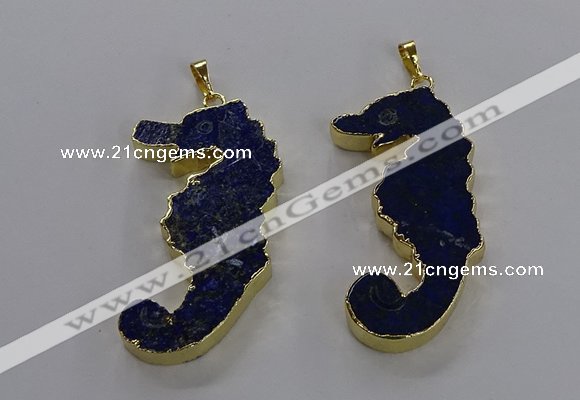 NGP3560 22*58mm - 25*55mm seahorse lapis lazuli pendants