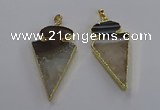 NGP3570 25*50mm - 30*55mm arrowhead druzy agate pendants