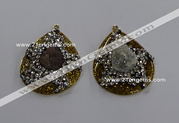 NGP3573 35*45mm flat teardrop druzy agate pendants wholesale