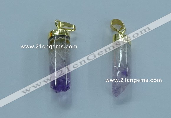 NGP3600 8*30mm - 10*35mm sticks druzy amethyst pendants