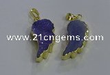 NGP3605 15*30mm - 18*40mm wing-shaped druzy agate pendants