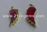 NGP3606 15*30mm - 18*40mm wing-shaped druzy agate pendants