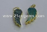 NGP3608 15*30mm - 18*40mm wing-shaped druzy agate pendants