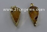 NGP3613 15*30mm - 20*40mm arrowhead druzy agate pendants