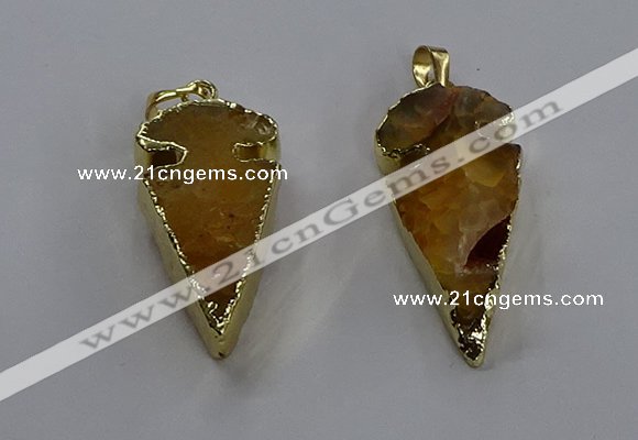 NGP3613 15*30mm - 20*40mm arrowhead druzy agate pendants