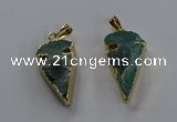 NGP3617 15*30mm - 20*40mm arrowhead druzy agate pendants