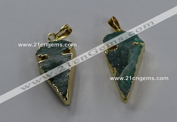 NGP3617 15*30mm - 20*40mm arrowhead druzy agate pendants