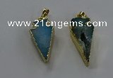 NGP3626 15*30mm - 20*40mm arrowhead druzy agate pendants