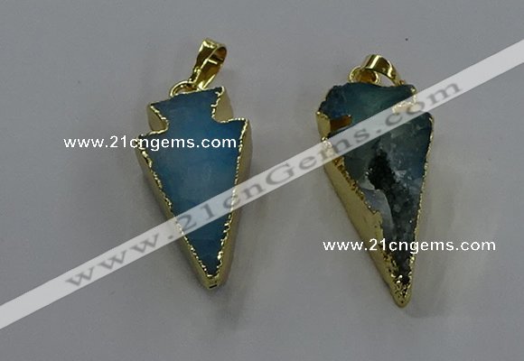 NGP3626 15*30mm - 20*40mm arrowhead druzy agate pendants