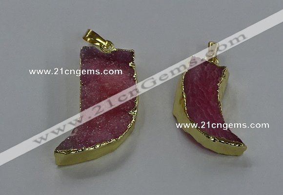 NGP3633 15*30mm - 18*45mm oxhorn druzy agate pendants