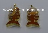 NGP3643 25*50mm - 28*55mm fishbone agate gemstone pendants