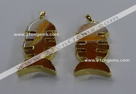 NGP3643 25*50mm - 28*55mm fishbone agate gemstone pendants