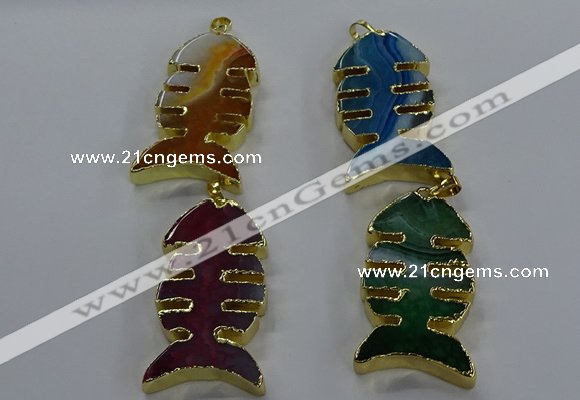 NGP3650 25*50mm - 28*55mm fishbone agate gemstone pendants