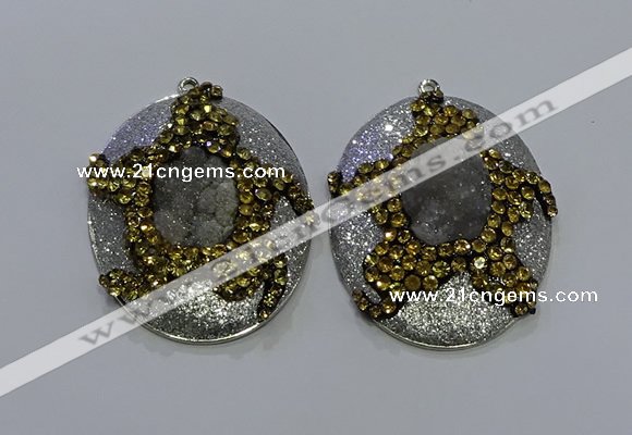 NGP3671 35*45mm oval druzy agate pendants wholesale