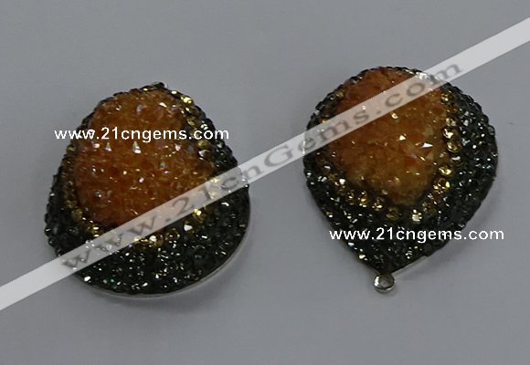 NGP3675 35*45mm teardrop plated druzy agate pendants wholesale