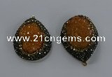 NGP3679 35*45mm teardrop plated druzy agate gemstone pendants