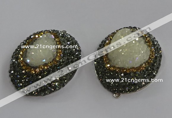 NGP3682 35*45mm oval plated druzy agate pendants wholesale