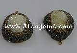 NGP3687 35*45mm teardrop plated druzy agate gemstone pendants