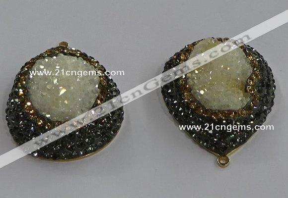 NGP3687 35*45mm teardrop plated druzy agate gemstone pendants