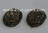 NGP3690 35*45mm oval plated druzy agate gemstone pendants