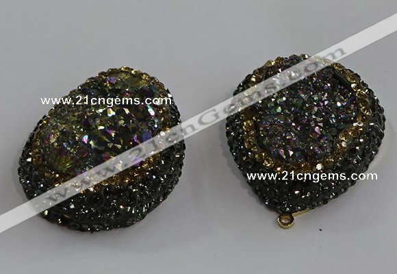 NGP3691 35*45mm teardrop plated druzy agate gemstone pendants