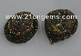 NGP3692 35*45mm freeform plated druzy agate gemstone pendants