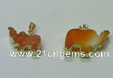 NGP3697 18*30mm - 22*35mm elephant druzy agate gemstone pendants