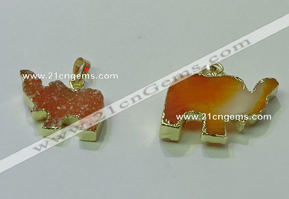 NGP3697 18*30mm - 22*35mm elephant druzy agate gemstone pendants