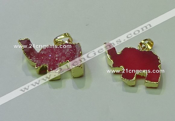 NGP3699 18*30mm - 22*35mm elephant druzy agate gemstone pendants