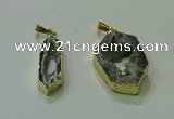 NGP3706 12*30mm - 22*35mm freeform druzy agate gemstone pendants