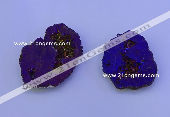 NGP3722 28*35mm - 40*45mm freeform plated druzy agate pendants