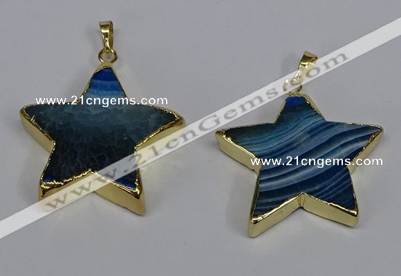 NGP3739 35*35mm star agate gemstone pendants wholesale